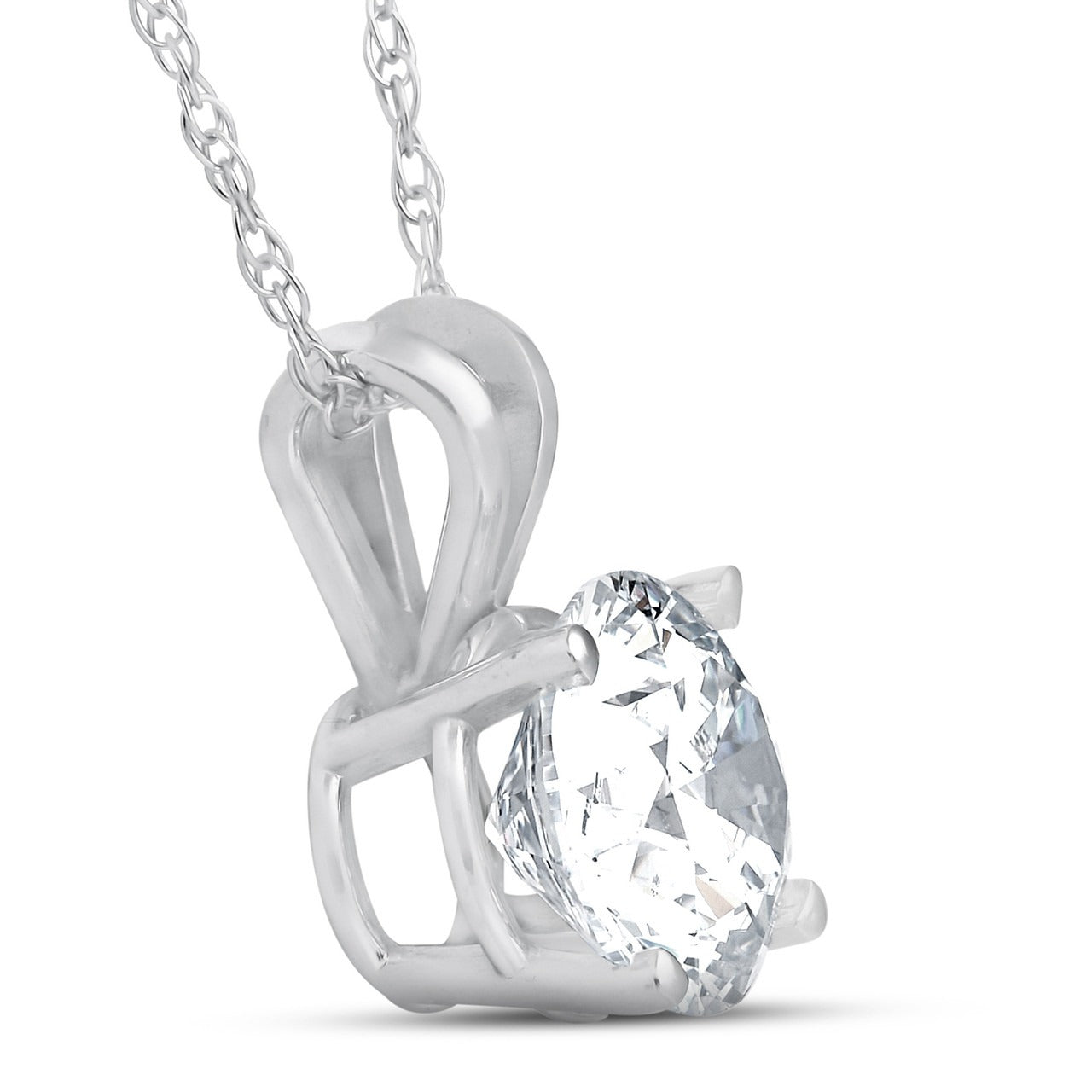 1.05 Ct Natural Diamond Solitaire Pendant in 14K White Gold | IGL&I Certified | H-I Color, I3 Clarity