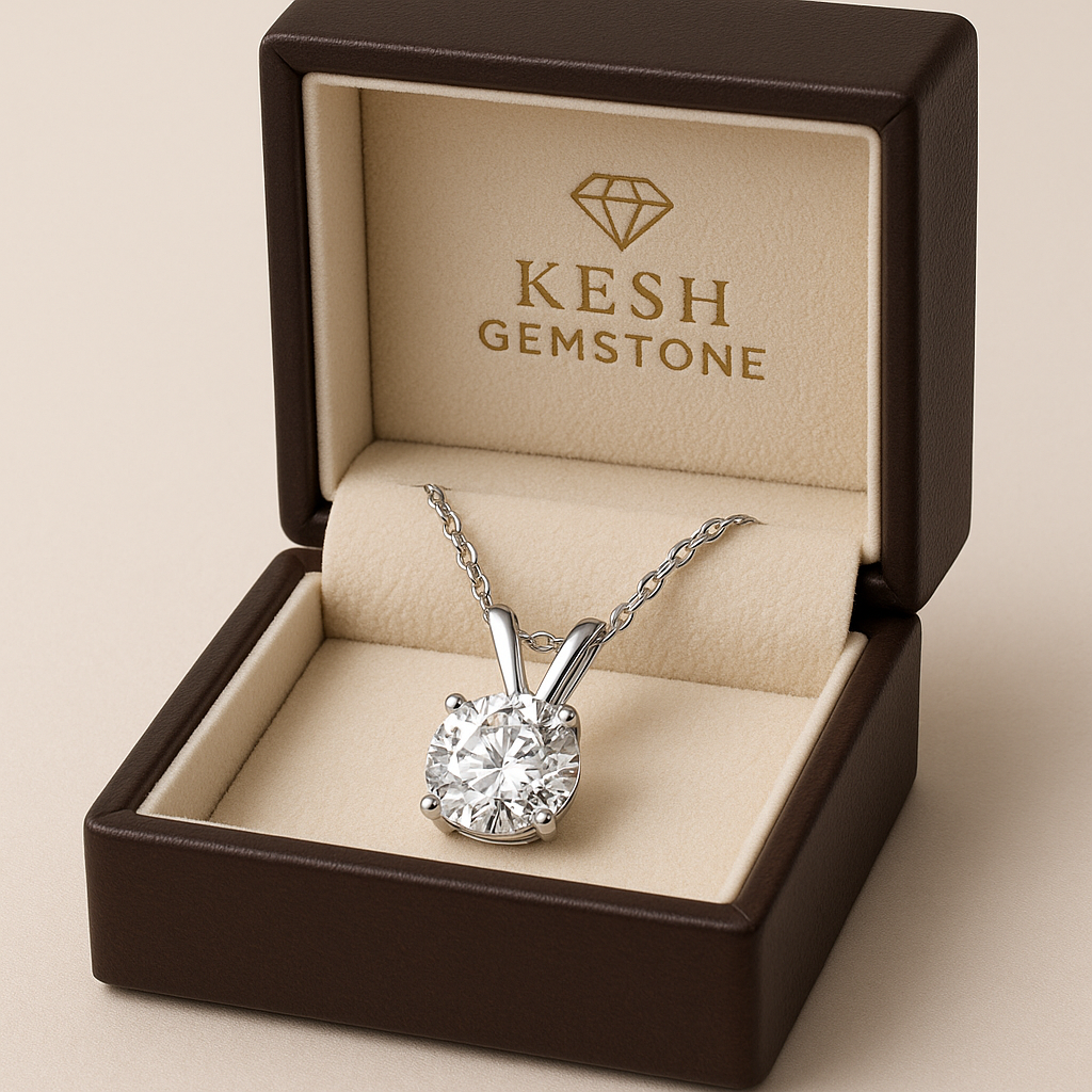 2.50 Ct Natural Diamond Solitaire Pendant in 925 Silver with 14K White Gold Plating | G–H Color, I1 Clarity | IGL&I Certified