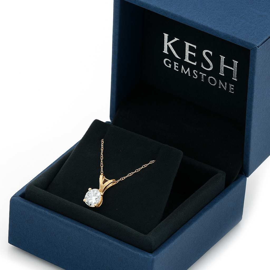 7.50 Ct Natural Diamond Solitaire Pendant in 925 Silver with 14K Yellow Gold Plating | G–H Color, I1 Clarity | IGL&I Certified