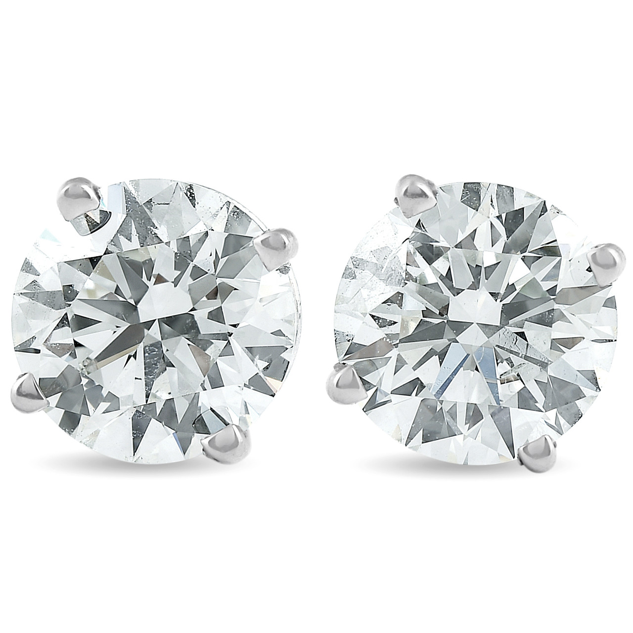 2 Ct TW Certified Round Diamond Stud Earrings | G–H Color, VS2–SI1 Clarity | 14K White Gold Finish with Secure Screw Backs