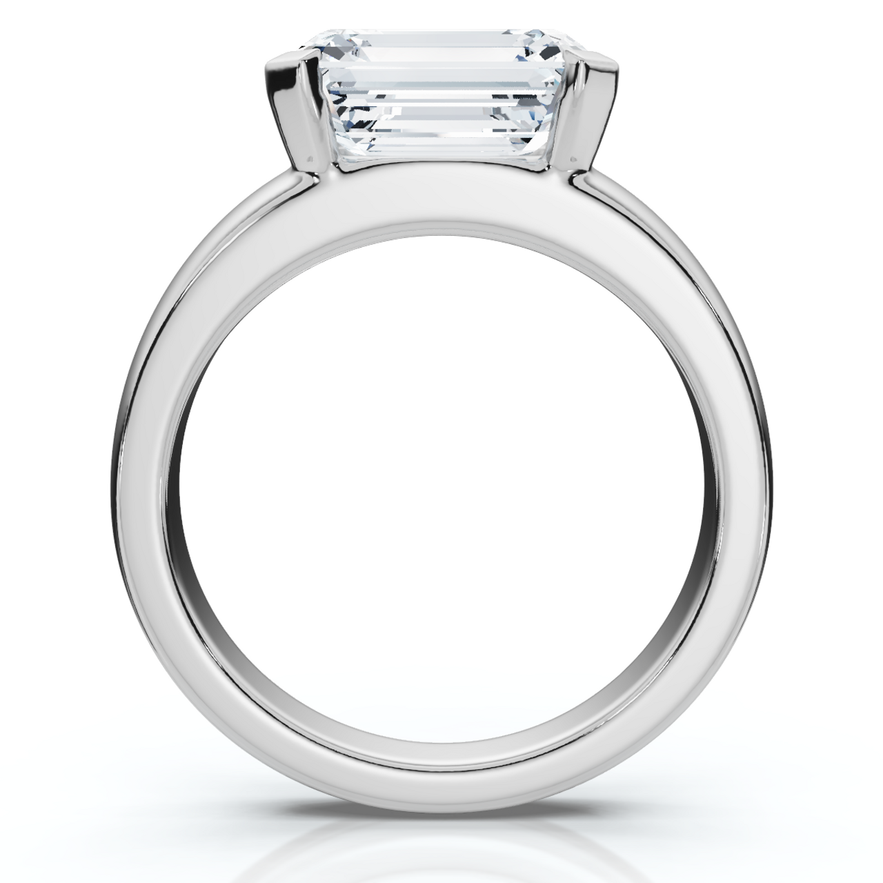 Certified 2.66 Ct East-West Emerald Cut Diamond Engagement Ring | G-H Color, VS Clarity | 14K Gold Finish