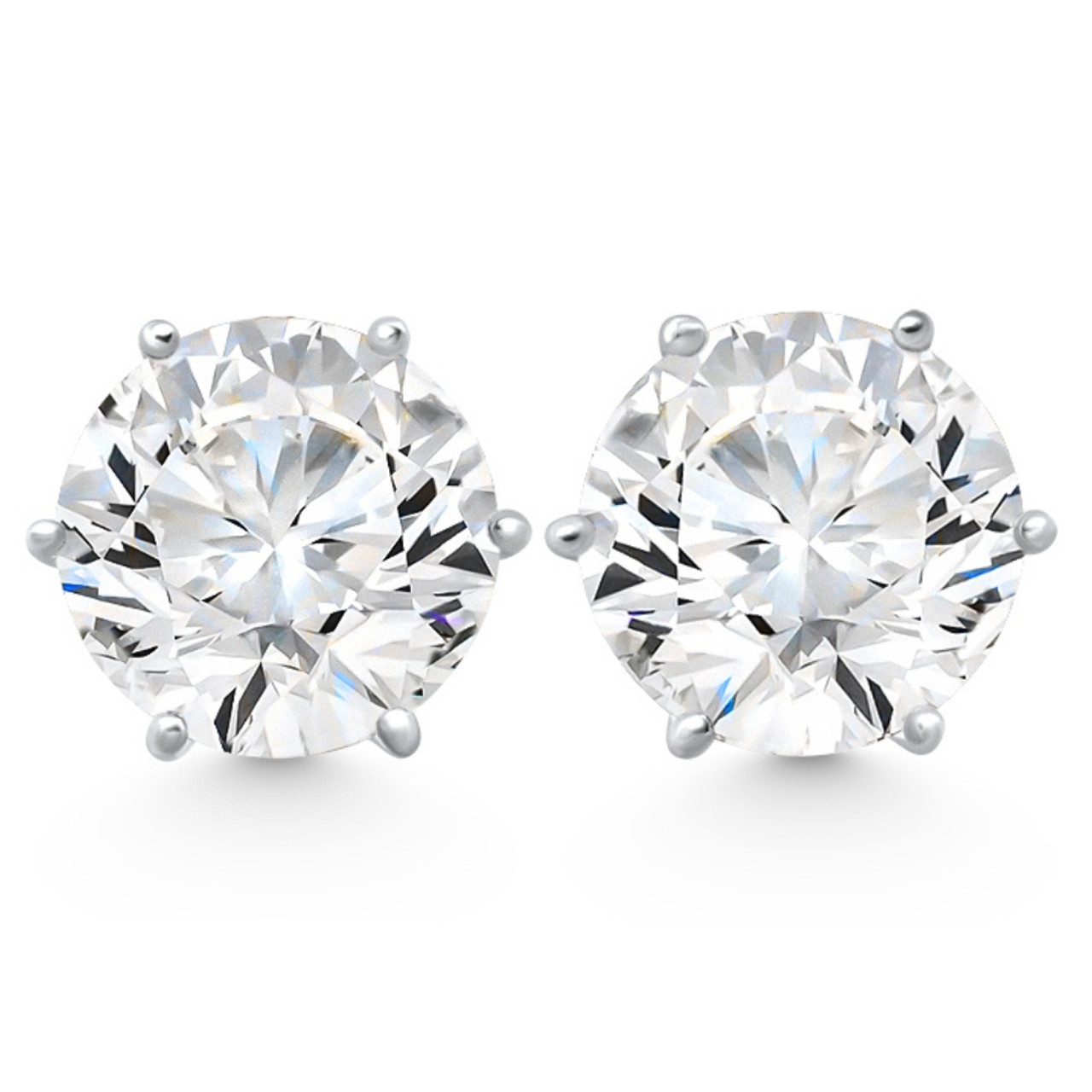 2 Ct TW Sylvie Round Diamond Stud Earrings | G–H Color, VS2–SI1 Clarity | 14K White Gold Finish with Push Butterfly Backs