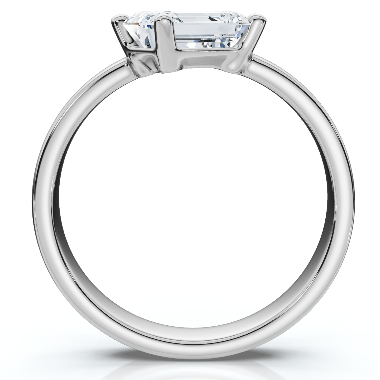 1 Carat Tilted Emerald Cut Diamond Solitaire Ring | G-H Color, VS Clarity | 14K Gold Finish