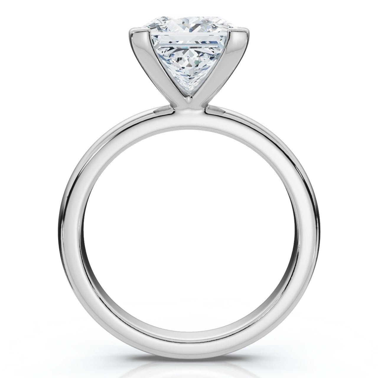 2.5 Carat Princess Cut Natural Diamond Solitaire Engagement Ring in 925 Sterling Silver with 14K Gold Finish