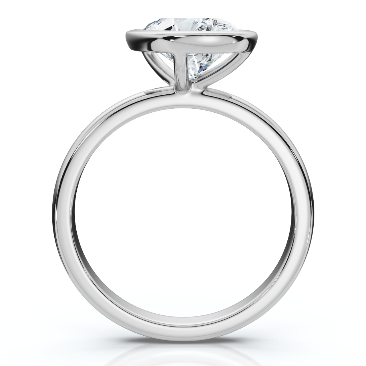 Certified 2 Carat Pear Cut Diamond Solitaire Engagement Ring | G-H Color, VS Clarity | 14K Gold Finish Bezel Setting