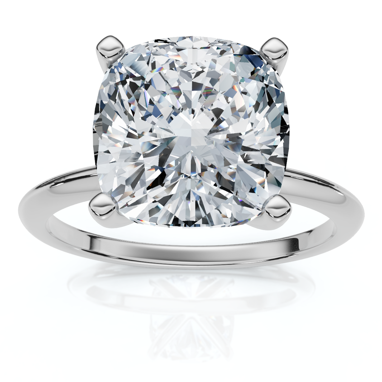 Certified 3 Carat Cushion Cut Diamond Solitaire Engagement Ring | G-H Color, VS Clarity | 14K Gold Finish
