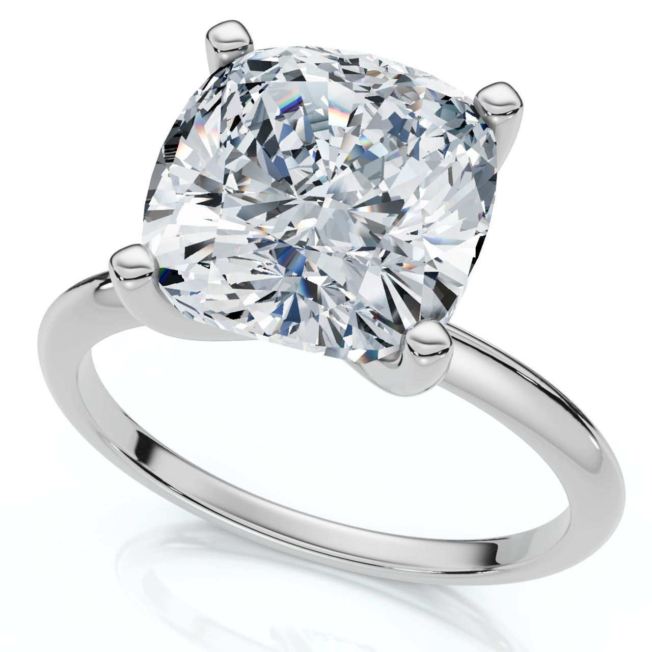 Certified 3 Carat Cushion Cut Diamond Solitaire Engagement Ring | G-H Color, VS Clarity | 14K Gold Finish