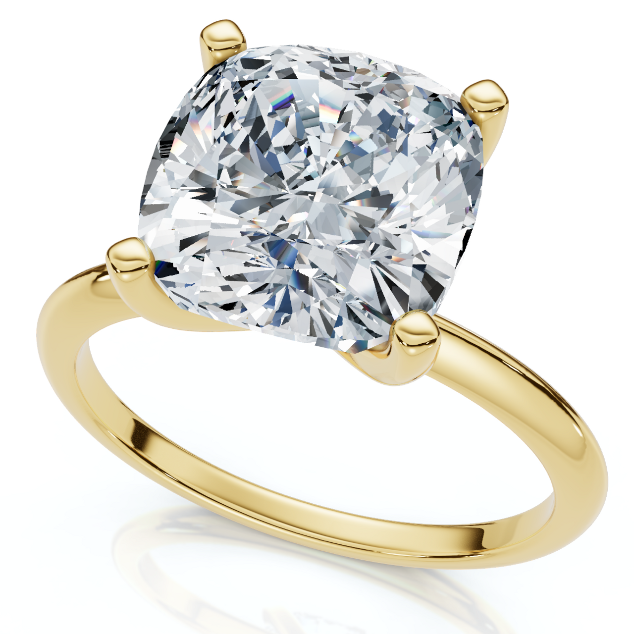 Certified 3 Carat Cushion Cut Diamond Solitaire Engagement Ring | G-H Color, VS Clarity | 14K Gold Finish