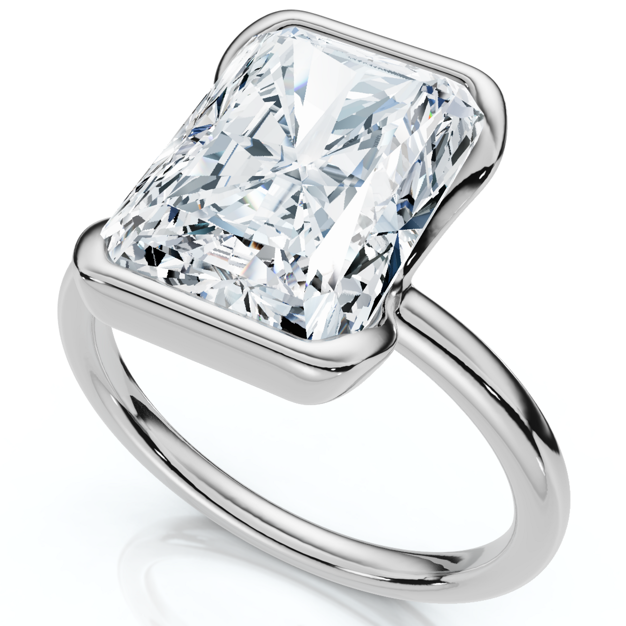Certified 4 Carat Radiant Cut Diamond Solitaire Engagement Ring | D-E Color, VS Clarity | 14K Gold Finish