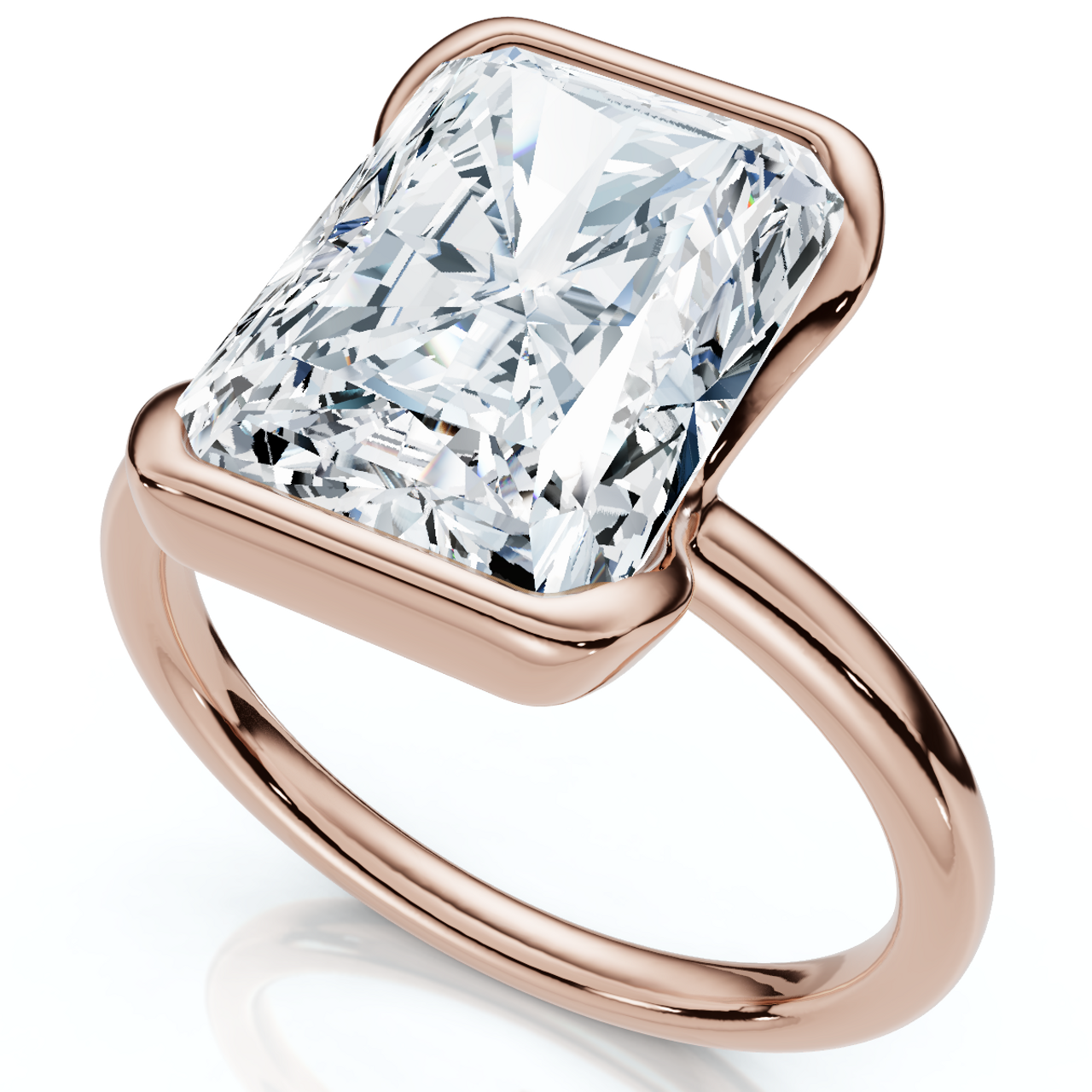 Certified 4 Carat Radiant Cut Diamond Solitaire Engagement Ring | D-E Color, VS Clarity | 14K Gold Finish