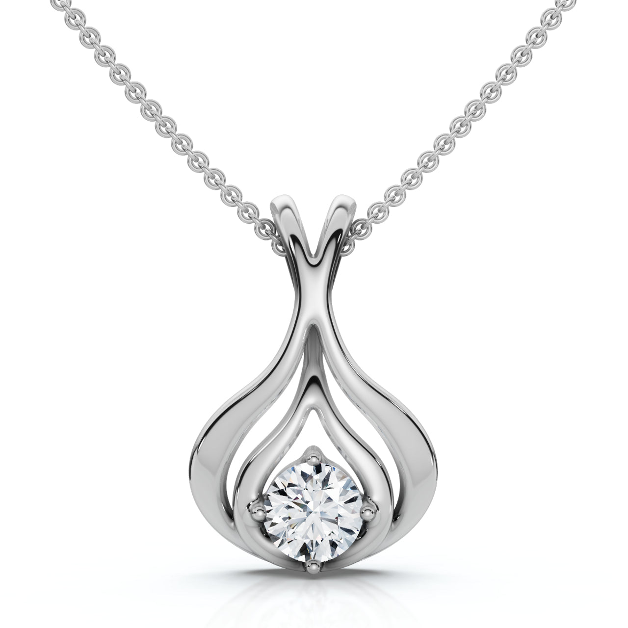 5.00 Ct Natural Diamond Lotus Pendant in 14K White Gold | Earth-Mined | E–F Color, VS Clarity | Certified by IGL&I
