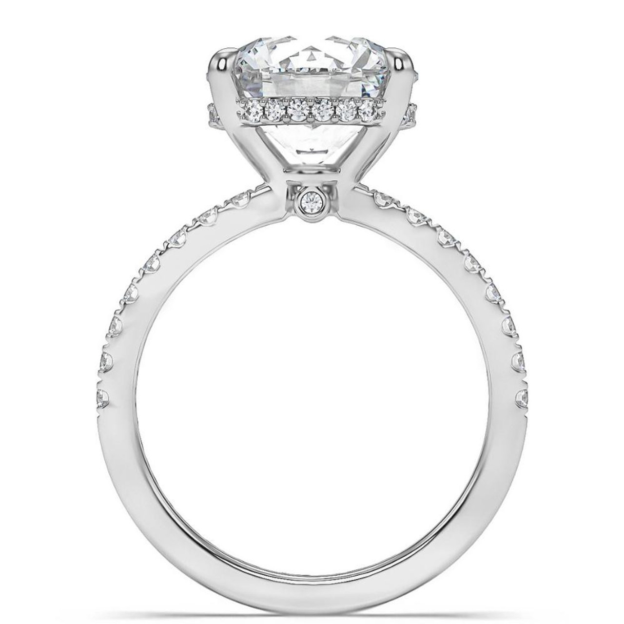 Certified 3.50 Carat Round Diamond Engagement Ring with Side Halo Accents | G-H Color, VS Clarity | 14K Gold Finish