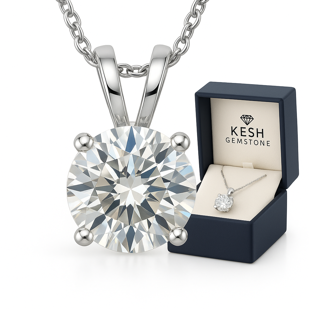 1.05 Ct Natural Diamond Solitaire Pendant in 14K White Gold | IGL&I Certified | H-I Color, I3 Clarity