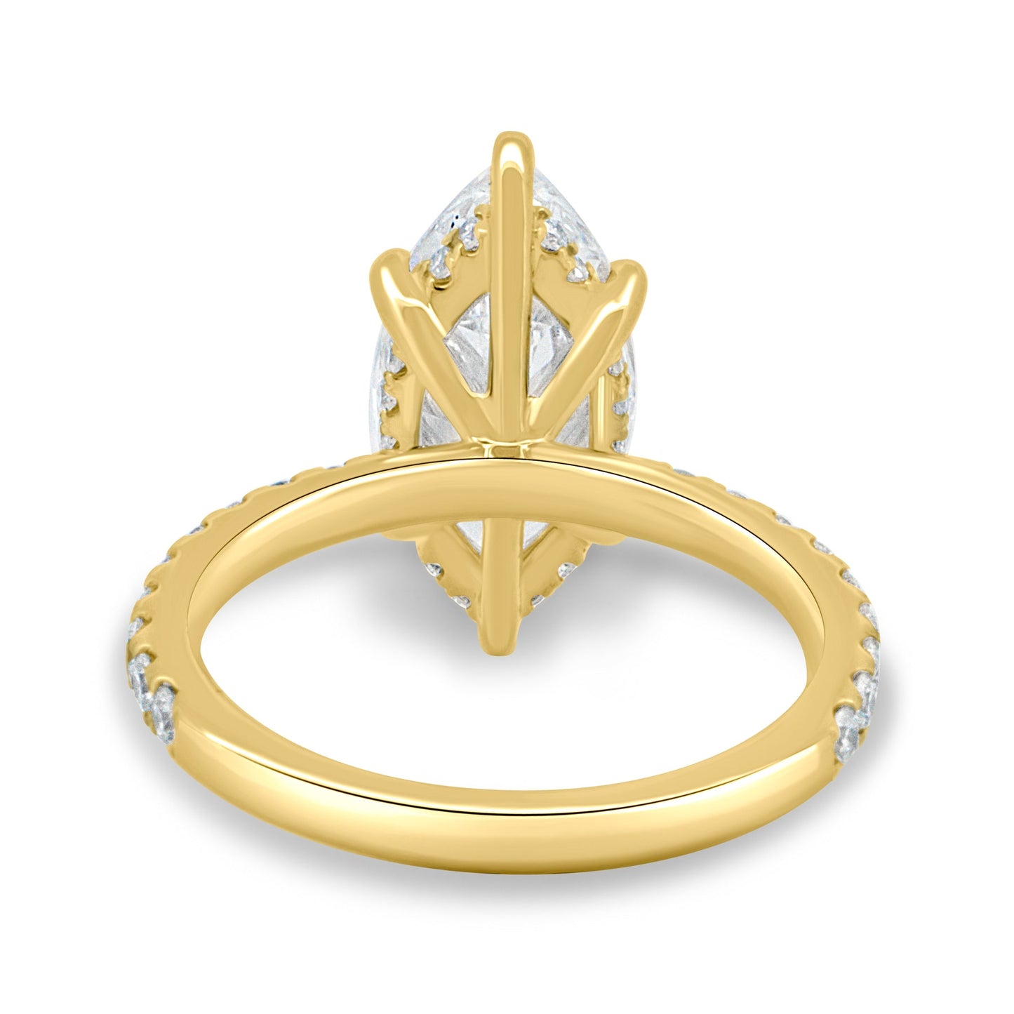5.45 Ct Marquise Cut VVS1 Diamond Ring with Hidden Halo & Pavé in 925 Silver 14K Gold Plated