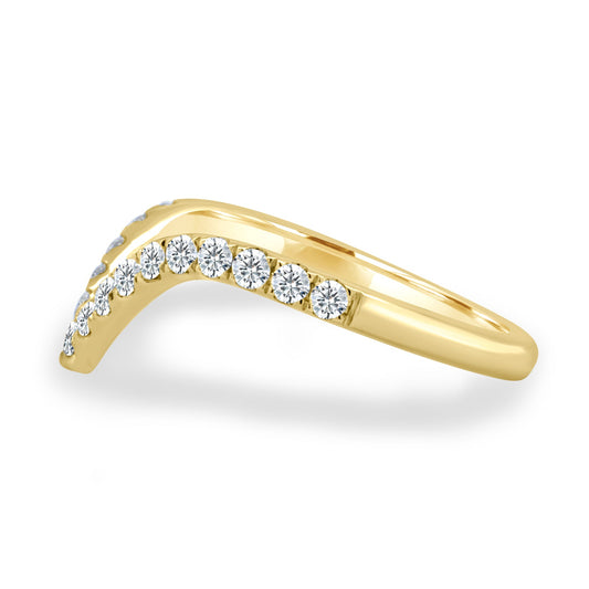 Deep V Pavé Diamond Ring | 4mm Round HPHT Diamonds | 925 Silver with 14K Gold Plating