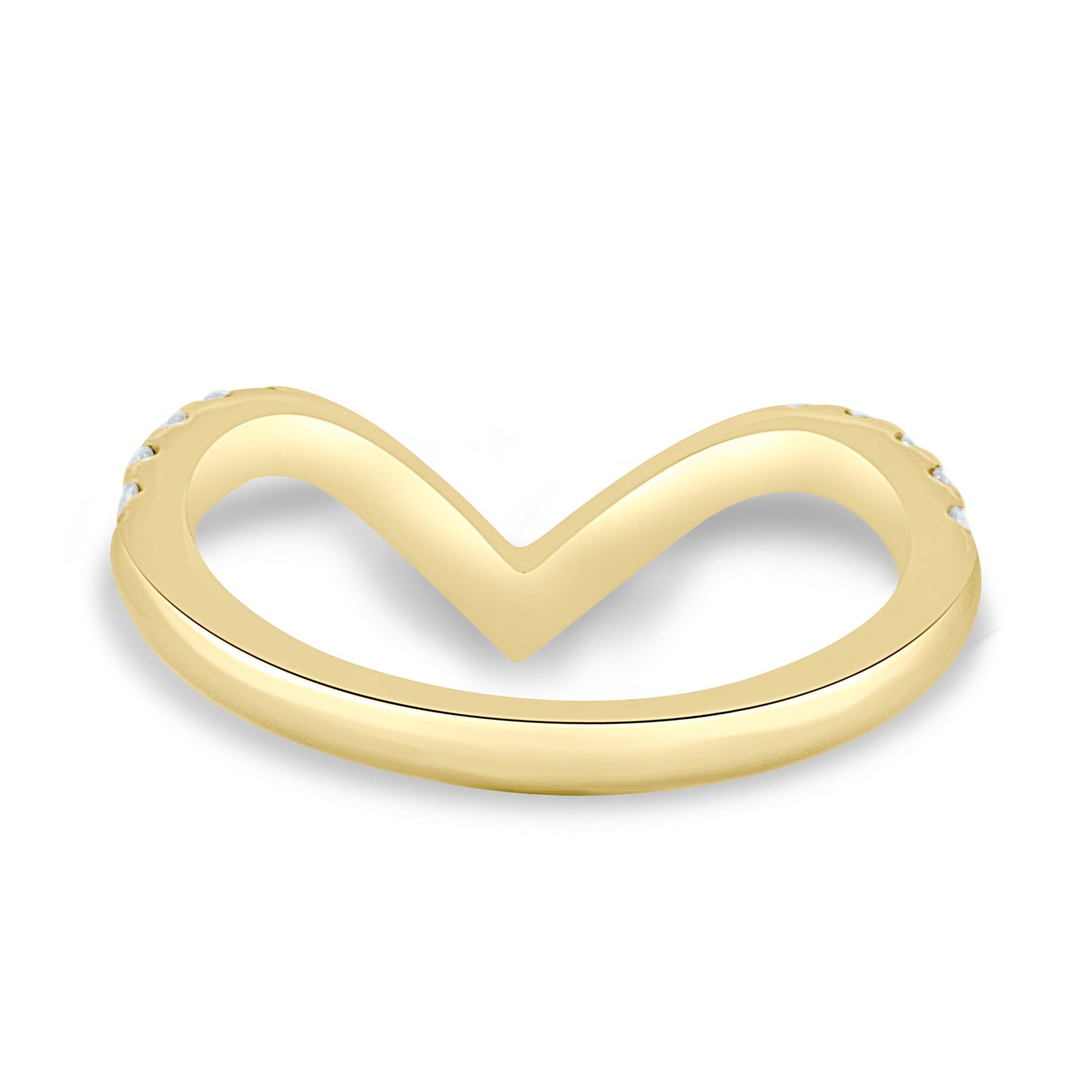 Deep V Pavé Diamond Ring | 4mm Round HPHT Diamonds | 925 Silver with 14K Gold Plating