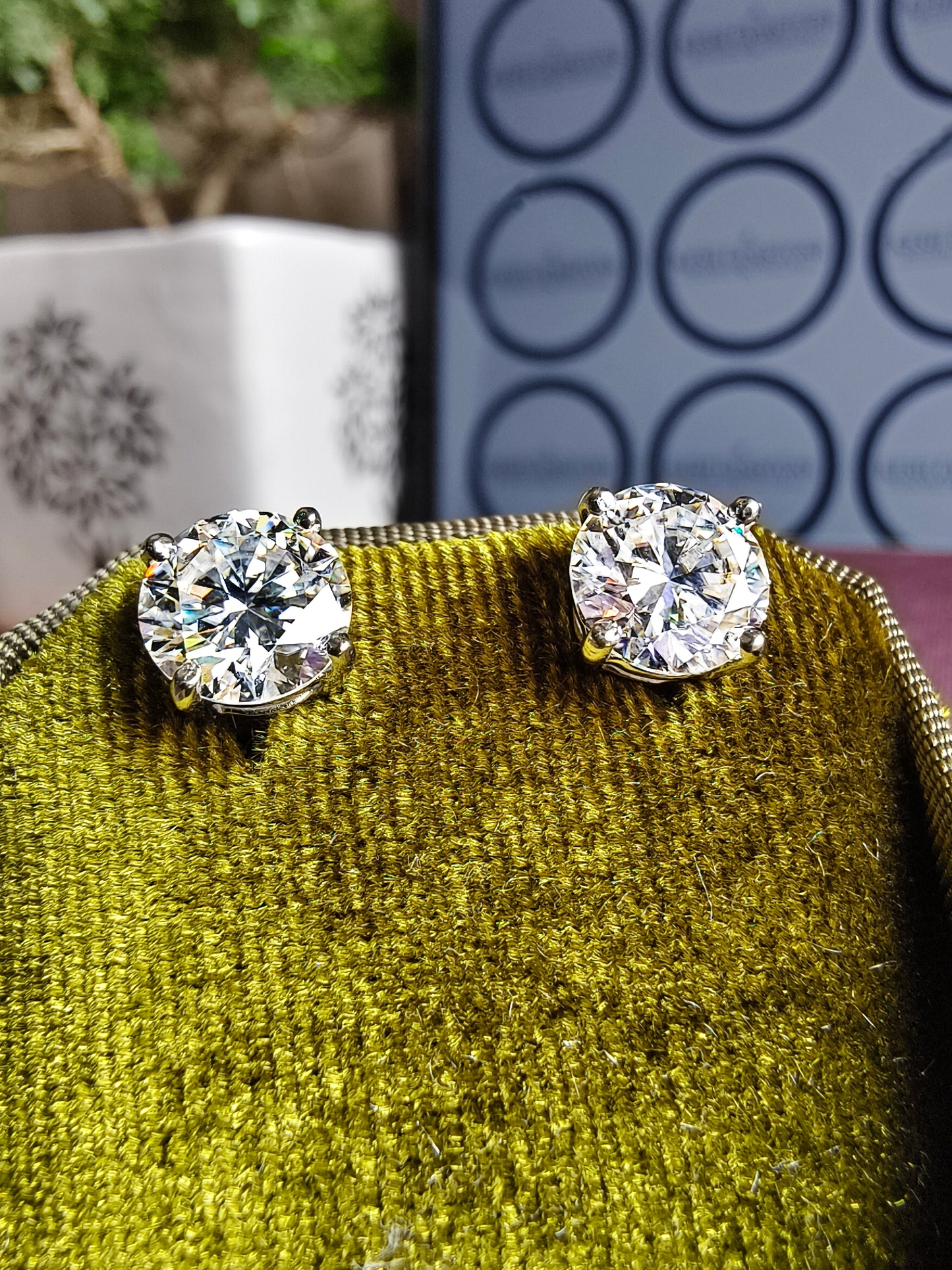 3.50 Ct Round White Diamond Certified Solitaire Stud Earrings in 925 Silver