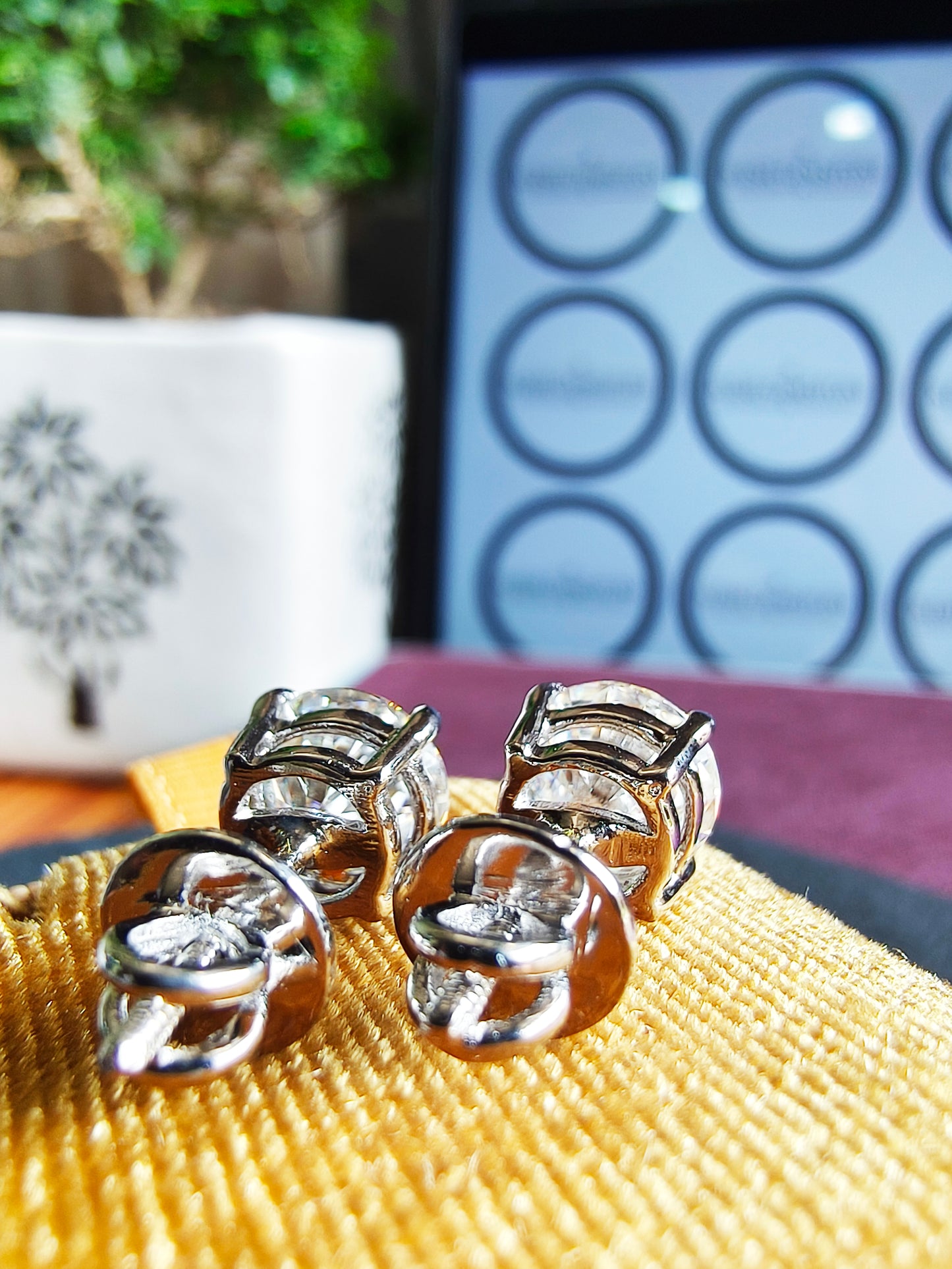 3.50 Ct Round White Diamond Certified Solitaire Stud Earrings in 925 Silver