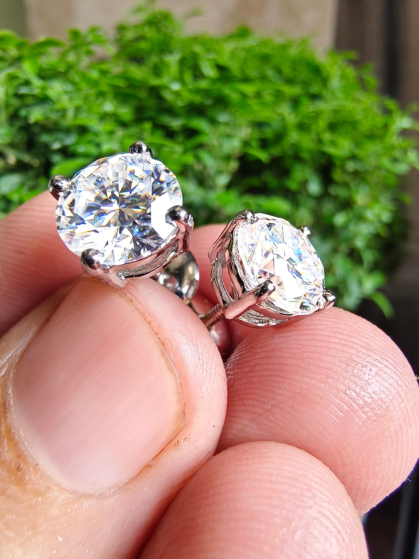 3.50 Ct Round White Diamond Certified Solitaire Stud Earrings in 925 Silver