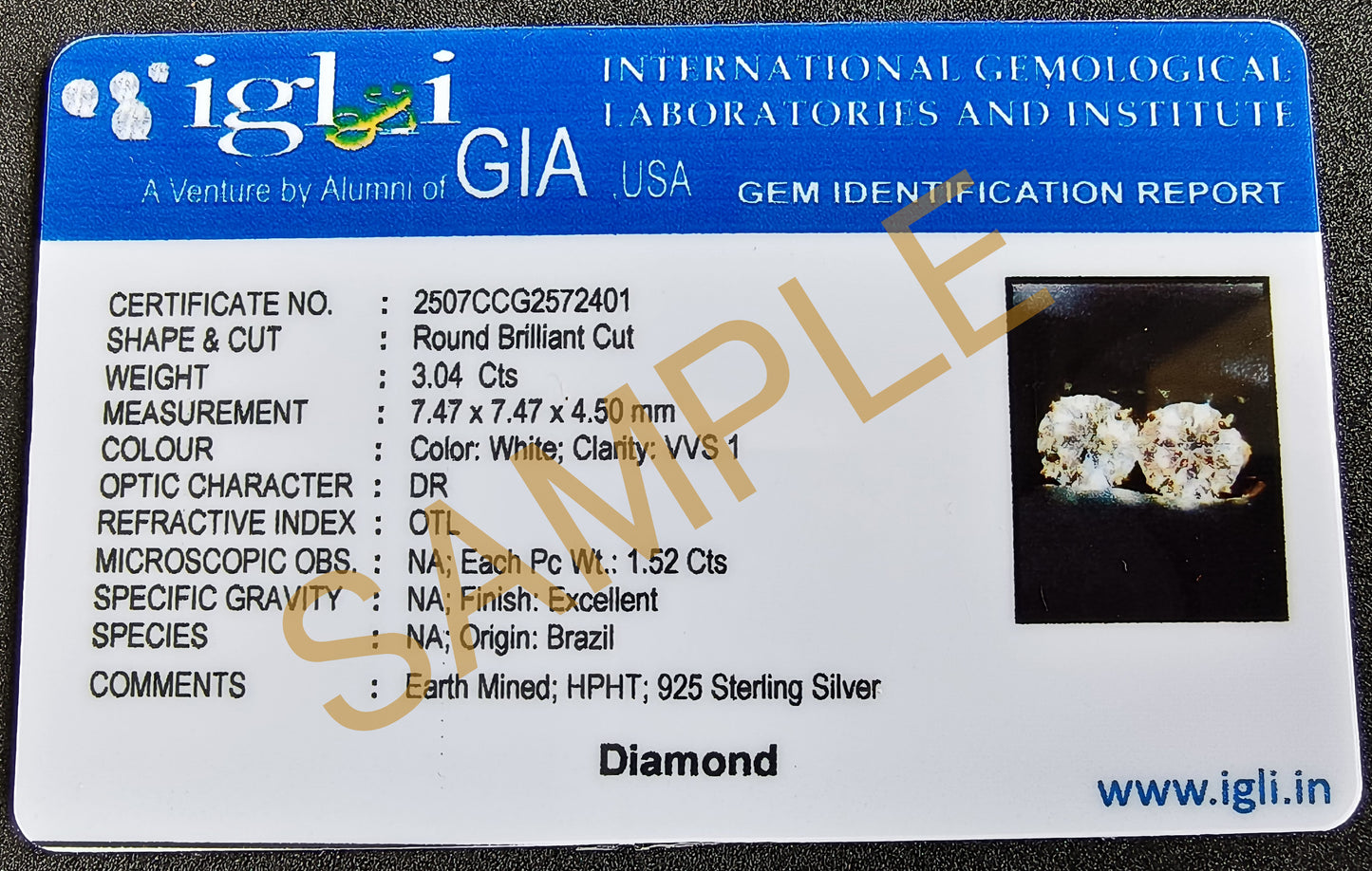 2 CT Round Diamond Stud Earrings – Certified 1 CT Each – Timeless Elegance in 925 Silver