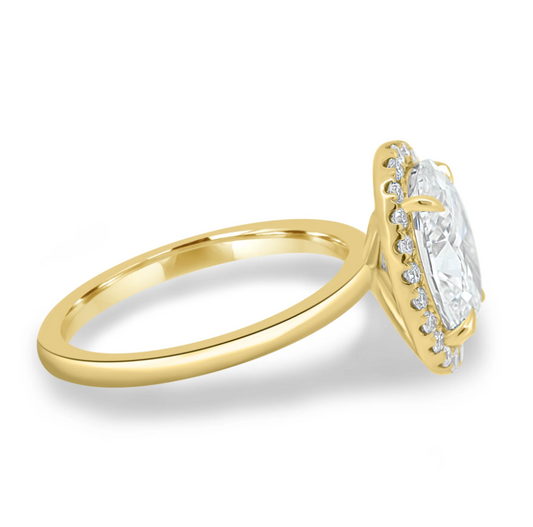 2.50 Ct Oval Cut White Diamond Halo Engagement Ring in 925 Silver with 14K Gold Plating | Radiant Sparkle Elegance