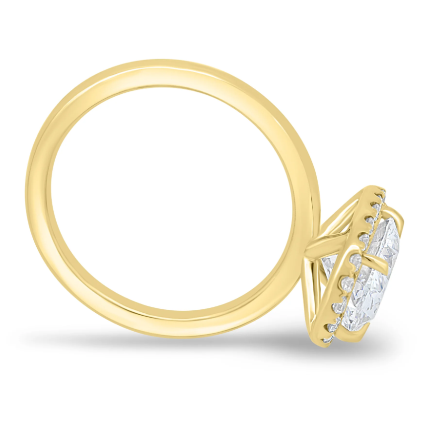 2.50 Ct Oval Cut White Diamond Halo Engagement Ring in 925 Silver with 14K Gold Plating | Radiant Sparkle Elegance