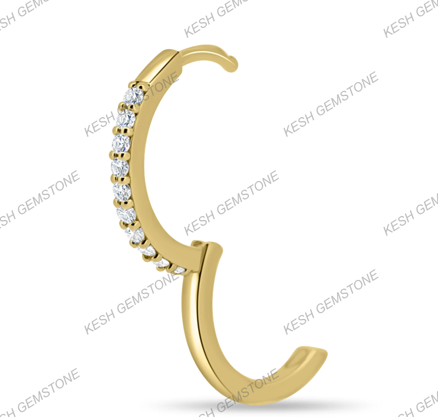 Diamond Huggie Hoop Earrings | 15mm Round | Natural Melee Diamonds | 925 Silver with 14K Yellow Gold Plating | Certified | Kesh Gemstone