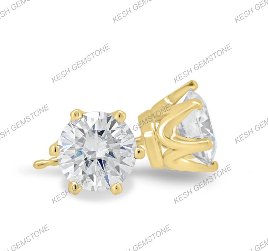 Elegant Round 6-Claw Diamond Stud Earrings – Natural Earth-Mined Diamonds