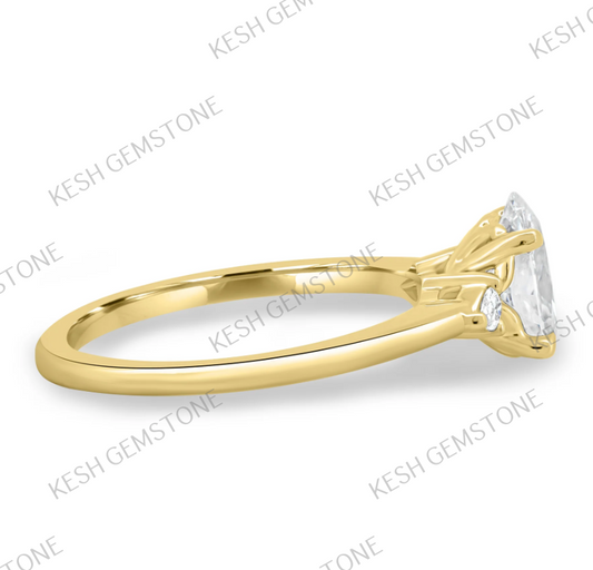 Oval Trilogy Diamond Engagement Ring in 925 Silver with 14K Gold Plating – 4.85 Ct