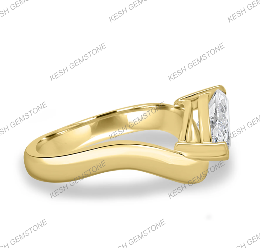 3.61 Ct Certified Marquise Cut White Diamond Twist Band Ring in 925 Silver with 14K Gold Plating – Bold & Elegant Design