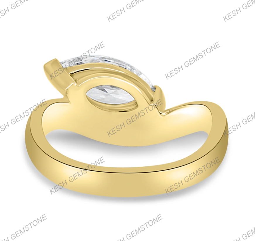 3.61 Ct Certified Marquise Cut White Diamond Twist Band Ring in 925 Silver with 14K Gold Plating – Bold & Elegant Design