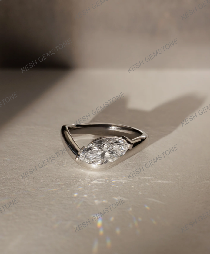 3.61 Ct Certified Marquise Cut White Diamond Twist Band Ring in 925 Silver with 14K Gold Plating – Bold & Elegant Design