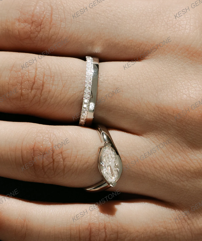 3.61 Ct Certified Marquise Cut White Diamond Twist Band Ring in 925 Silver with 14K Gold Plating – Bold & Elegant Design
