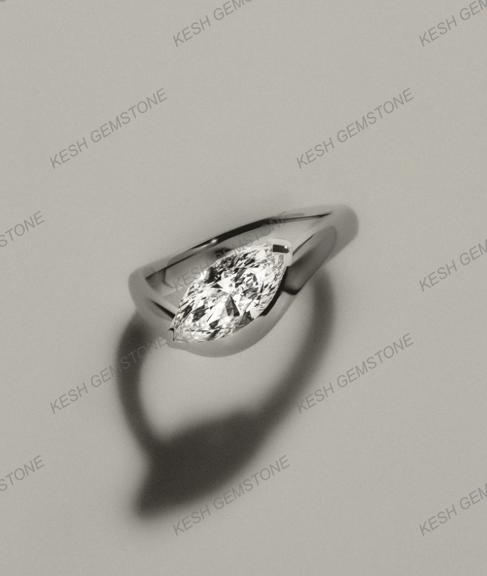 3.61 Ct Certified Marquise Cut White Diamond Twist Band Ring in 925 Silver with 14K Gold Plating – Bold & Elegant Design