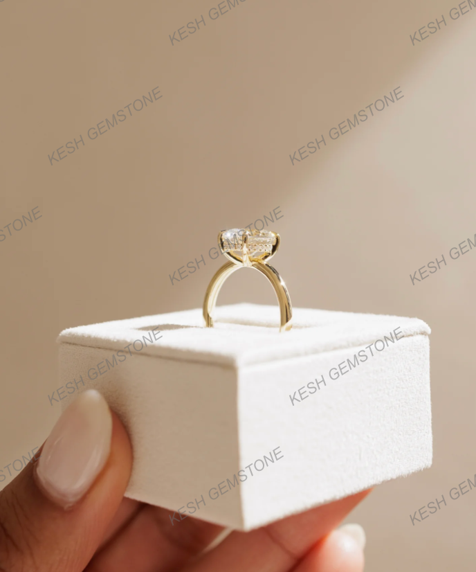 2.62 Ct VVS1 Oval Cut Diamond Solitaire Engagement Ring with Hidden Halo – 14K Gold Finish | Kesh Gemstone