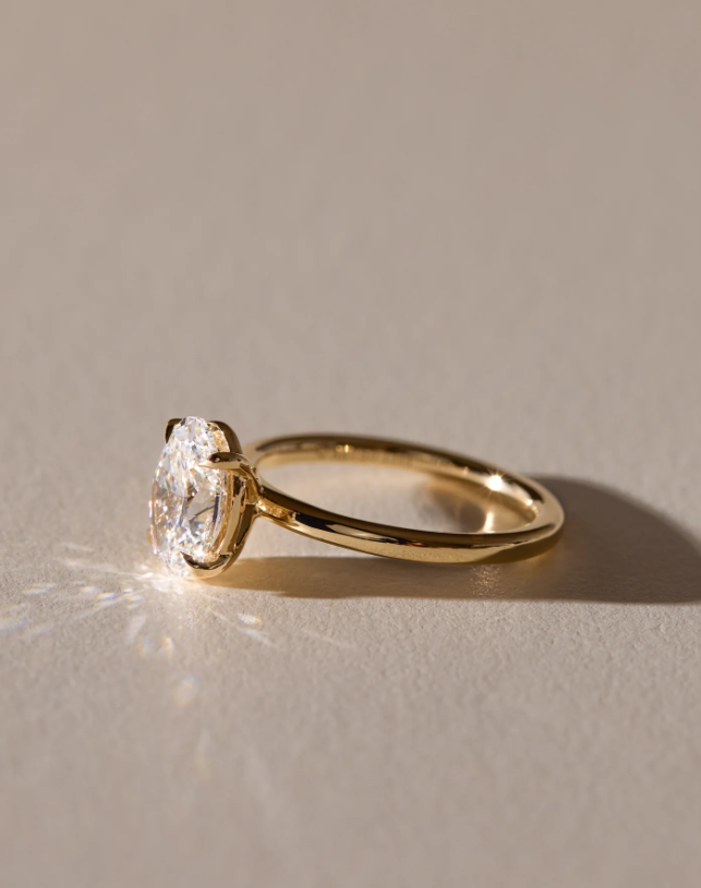 4.70 Ct Oval Cut Diamond Solitaire Engagement Ring – Elegant Four-Prong Daisy Design | 14K Yellow Gold Finish | Kesh Gemstone