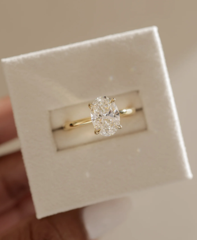 4.70 Ct Oval Cut Diamond Solitaire Engagement Ring – Elegant Four-Prong Daisy Design | 14K Yellow Gold Finish | Kesh Gemstone