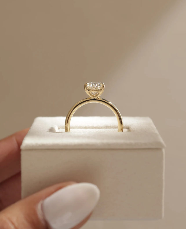 4.70 Ct Oval Cut Diamond Solitaire Engagement Ring – Elegant Four-Prong Daisy Design | 14K Yellow Gold Finish | Kesh Gemstone