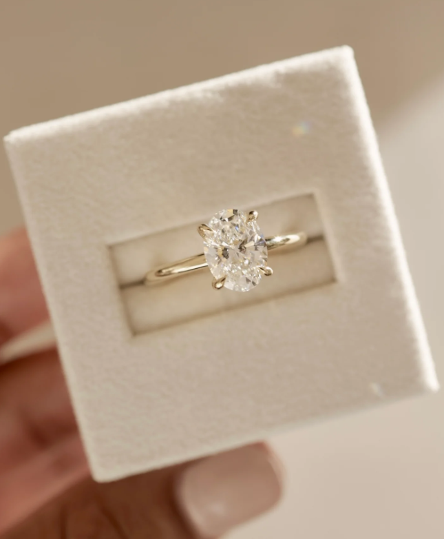 4.70 Ct Oval Cut Diamond Solitaire Engagement Ring – Elegant Four-Prong Daisy Design | 14K Yellow Gold Finish | Kesh Gemstone