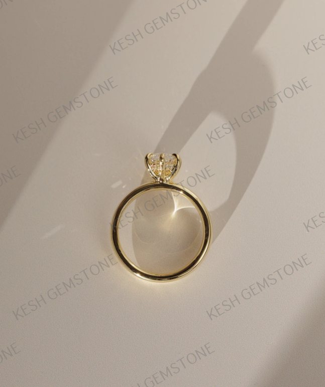 3.65 Ct Marquise Cut Diamond Solitaire Ring with Hidden Halo & Cigar Band – 14K Yellow Gold Finish | Kesh Gemstone