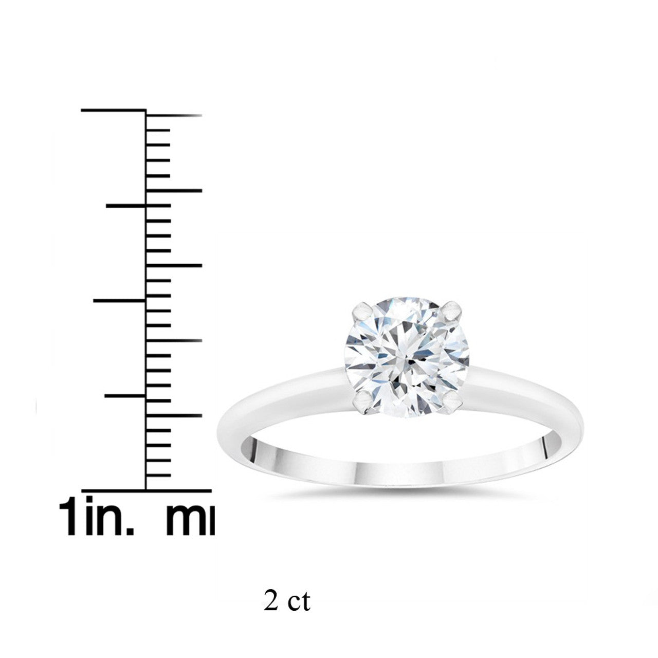 Certified 2 Carat Round Brilliant Diamond Solitaire Engagement Ring | G-H Color, VS Clarity | 14K Gold Finish
