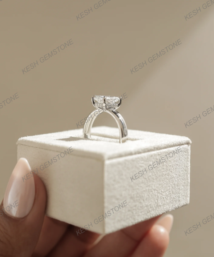5.50 Ct Radiant Cut VVS1 Diamond Solitaire Ring with Hidden Halo & Bold Cigar Band – 14K Gold Finish | Kesh Gemstone
