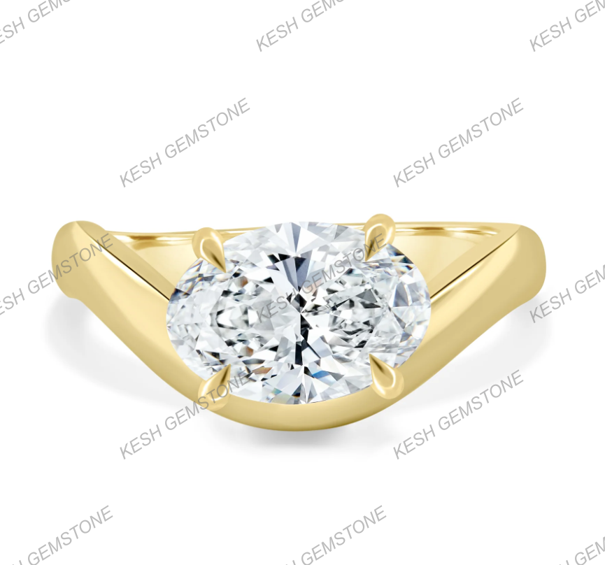 2.09 Ct Certified Oval Cut White Diamond Twist Band Ring in 925 Silver with 14K Gold Plating – Elegant Solitaire Design