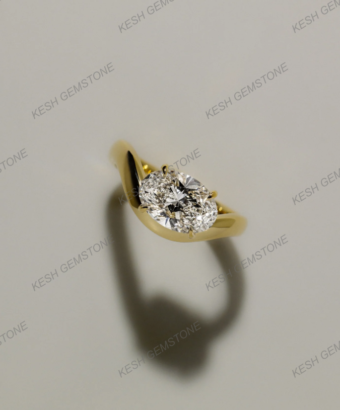 2.09 Ct Certified Oval Cut White Diamond Twist Band Ring in 925 Silver with 14K Gold Plating – Elegant Solitaire Design