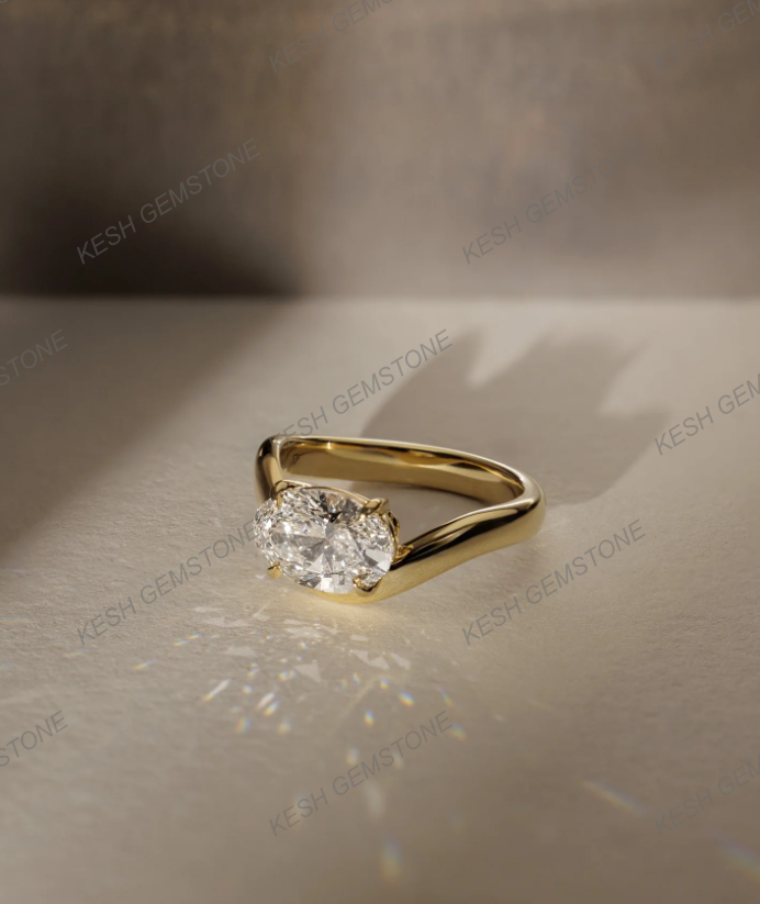 2.09 Ct Certified Oval Cut White Diamond Twist Band Ring in 925 Silver with 14K Gold Plating – Elegant Solitaire Design