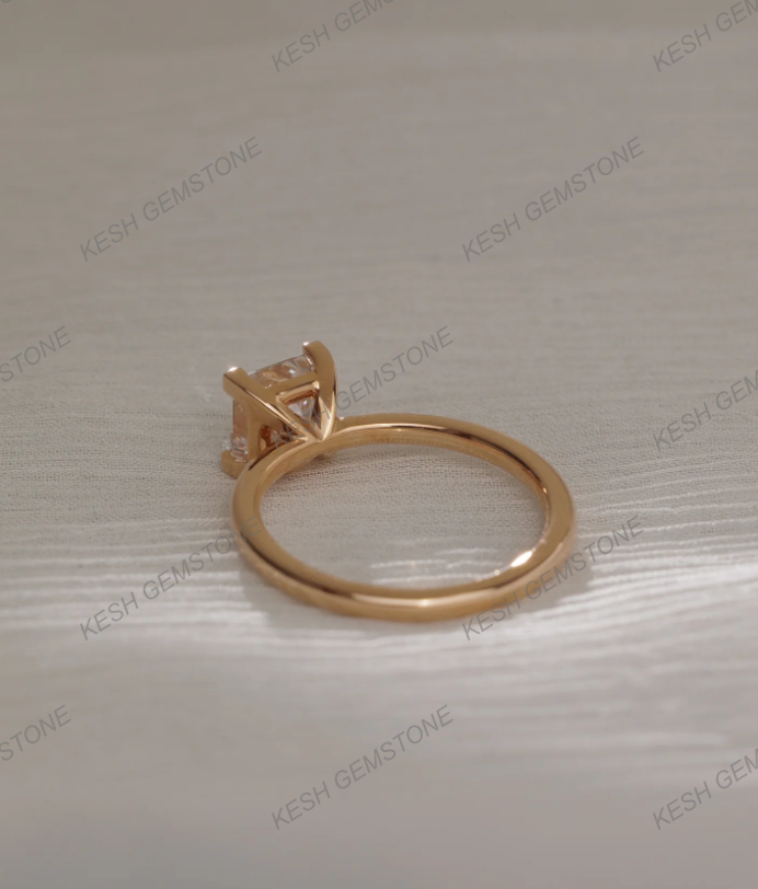 5.90 Ct Certified Princess Cut White Diamond Solitaire Ring | 4-Claw Basket Setting | 14K Yellow Gold Plated 925 Silver