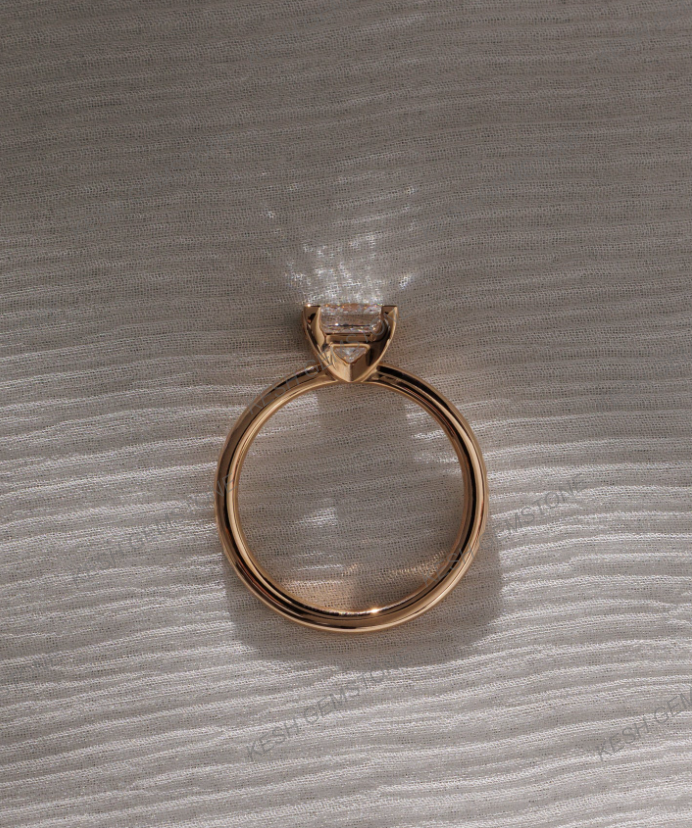 5.90 Ct Certified Princess Cut White Diamond Solitaire Ring | 4-Claw Basket Setting | 14K Yellow Gold Plated 925 Silver
