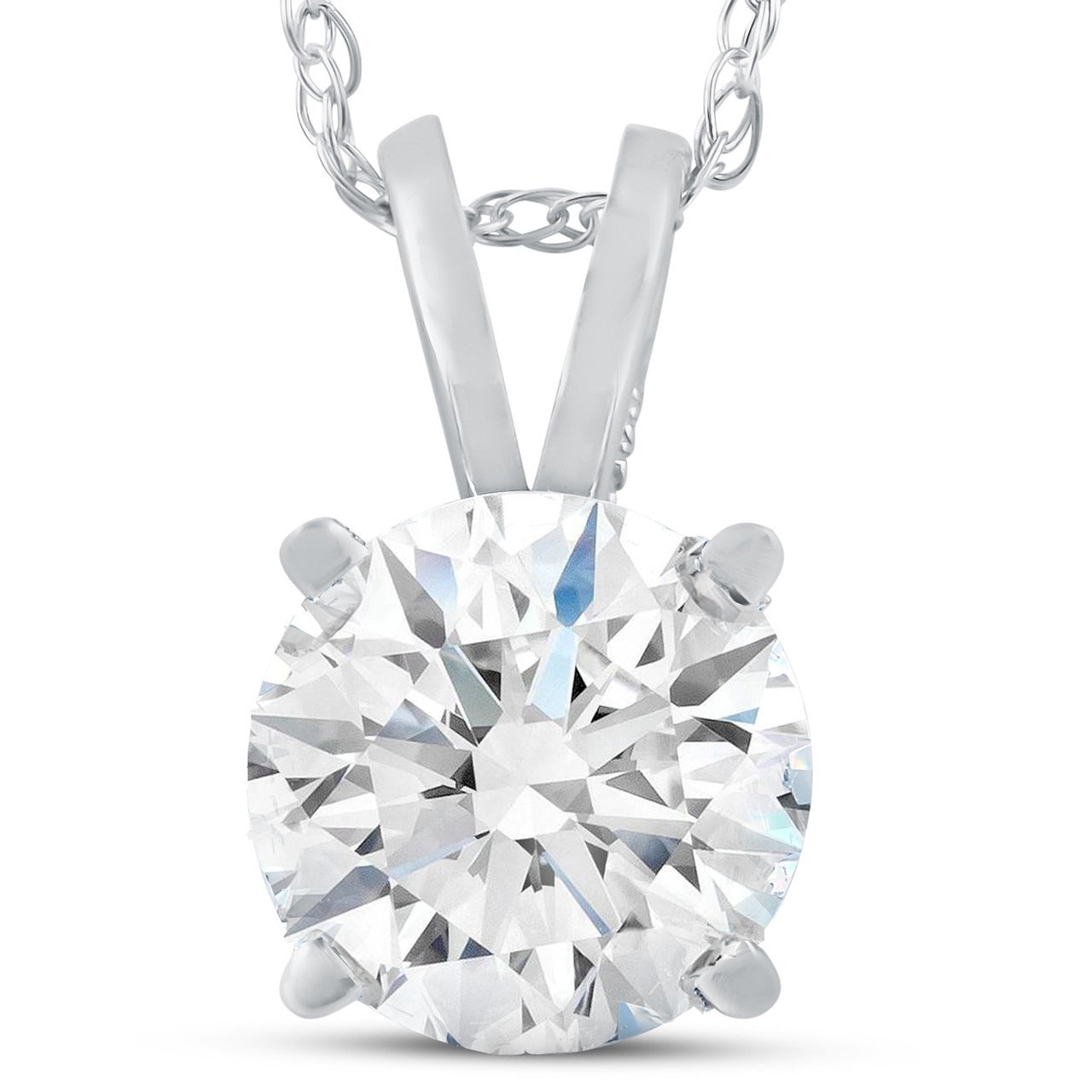 1.05 Ct Natural Diamond Solitaire Pendant in 14K White Gold | IGL&I Certified | H-I Color, I3 Clarity