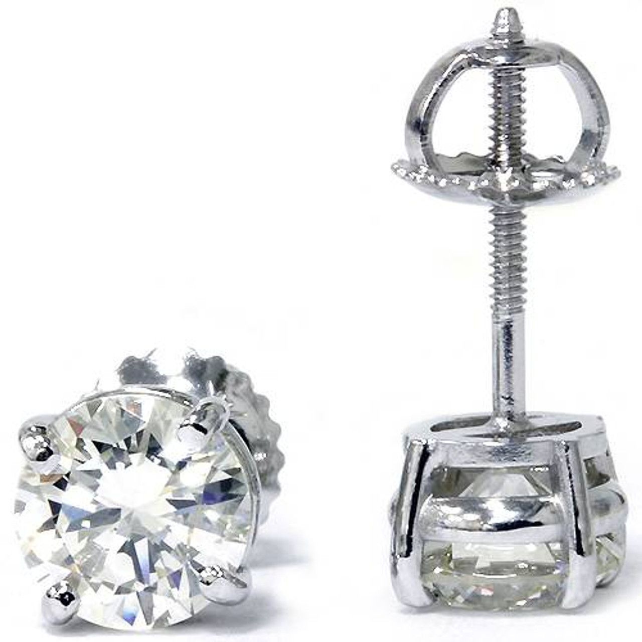 2 Ct TW Sylvie Round Diamond Stud Earrings | G–H Color, VS2–SI1 Clarity | 14K White Gold Finish with Push Butterfly Backs (Copy)