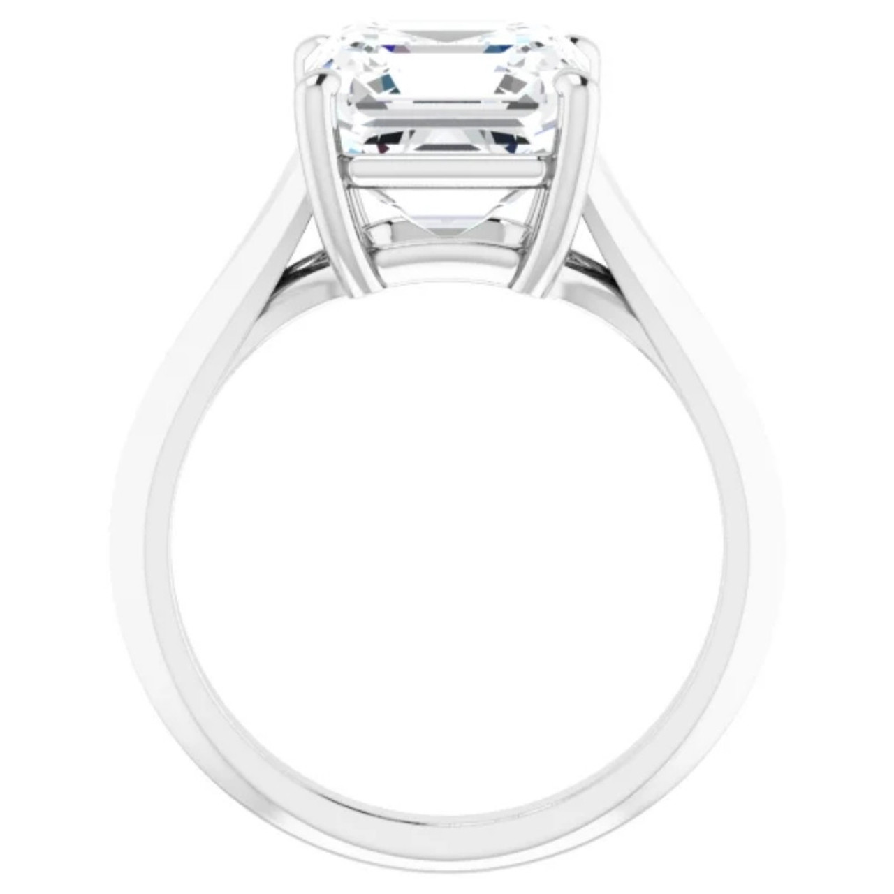 Certified 4 Carat Asscher Cut Diamond Solitaire Engagement Ring | Split Shank Band | 14K White Gold Finish | G-H Color, VS Clarity